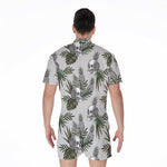 Tropical Pineapple Skull Pattern Print Men's Rompers