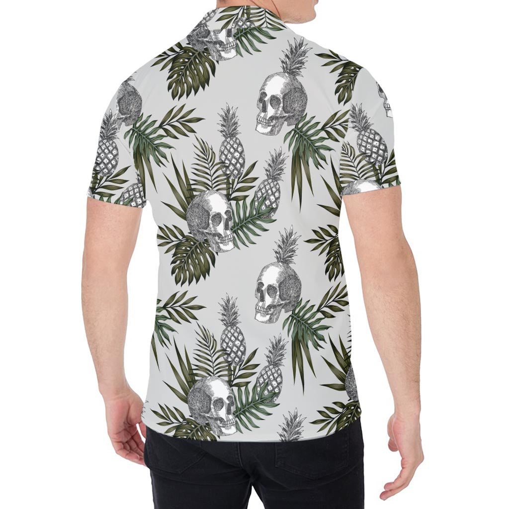 Tropical Pineapple Skull Pattern Print Men's Shirt