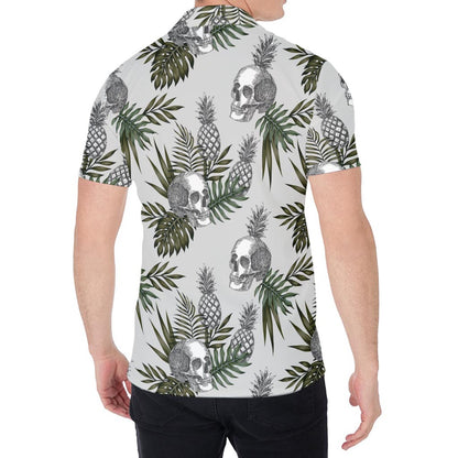 Tropical Pineapple Skull Pattern Print Men's Shirt