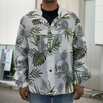 Tropical Pineapple Skull Pattern Print Men's Shirt Jacket