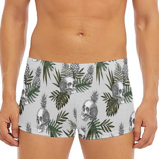 Tropical Pineapple Skull Pattern Print Men's Short Boxer Briefs