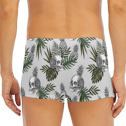 Tropical Pineapple Skull Pattern Print Men's Short Boxer Briefs