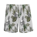 Tropical Pineapple Skull Pattern Print Men's Sports Shorts