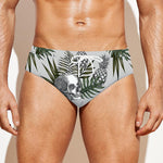 Tropical Pineapple Skull Pattern Print Men's Swim Briefs
