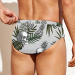 Tropical Pineapple Skull Pattern Print Men's Swim Briefs