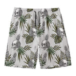 Tropical Pineapple Skull Pattern Print Men's Swim Trunks