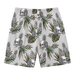 Tropical Pineapple Skull Pattern Print Men's Swim Trunks
