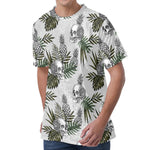 Tropical Pineapple Skull Pattern Print Men's Velvet T-Shirt