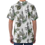Tropical Pineapple Skull Pattern Print Men's Velvet T-Shirt