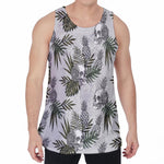 Tropical Pineapple Skull Pattern Print Men's Velvet Tank Top