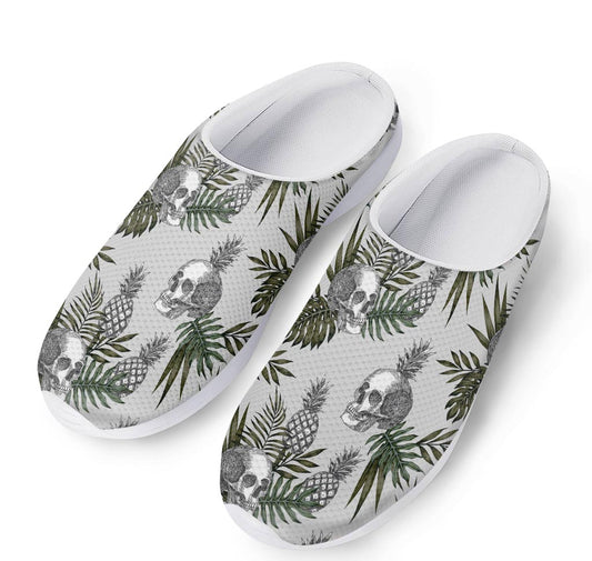 Tropical Pineapple Skull Pattern Print Mesh Casual Shoes