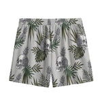 Tropical Pineapple Skull Pattern Print Mesh Shorts