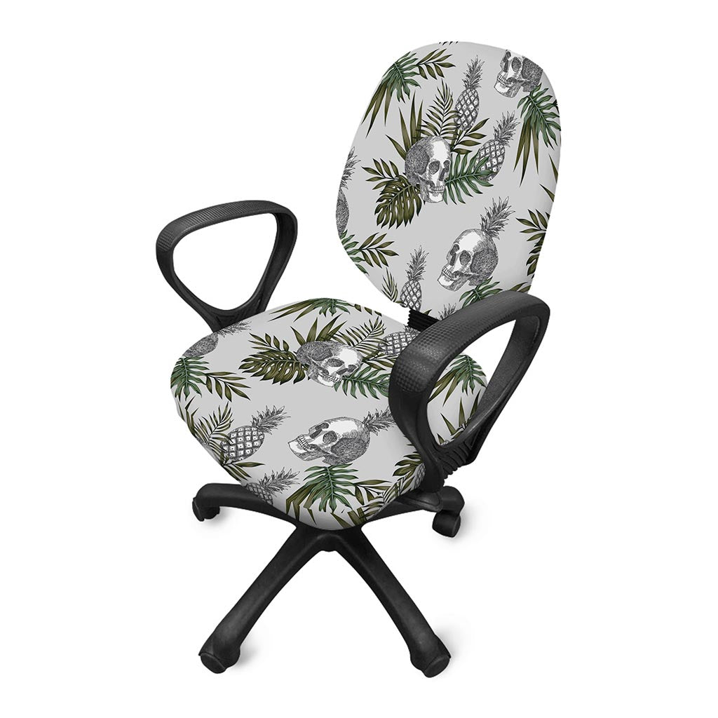 Tropical Pineapple Skull Pattern Print Office Chair Cover