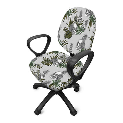 Tropical Pineapple Skull Pattern Print Office Chair Cover