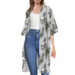 Tropical Pineapple Skull Pattern Print Open Front Beach Cover Up