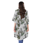 Tropical Pineapple Skull Pattern Print Open Front Beach Cover Up