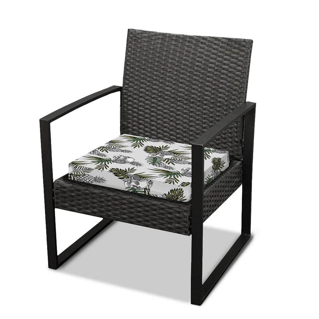 Tropical Pineapple Skull Pattern Print Outdoor Seat Cushion Cover