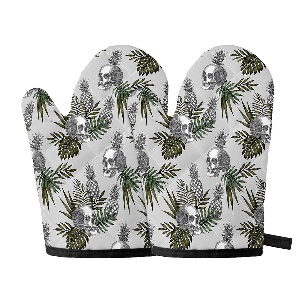 Tropical Pineapple Skull Pattern Print Oven Mitts