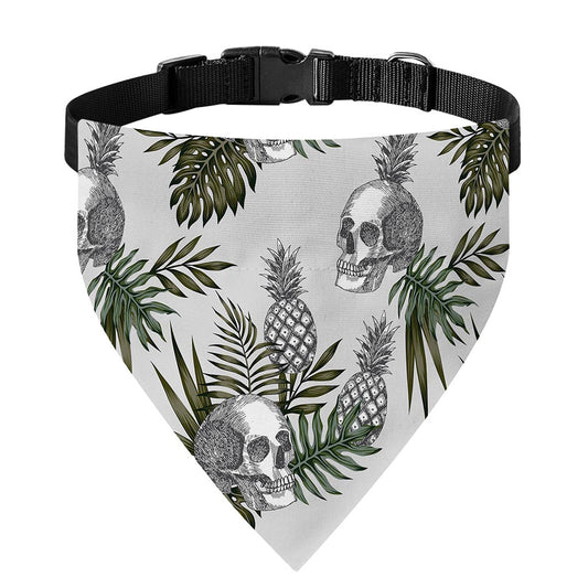 Tropical Pineapple Skull Pattern Print Over The Collar Dog Bandana
