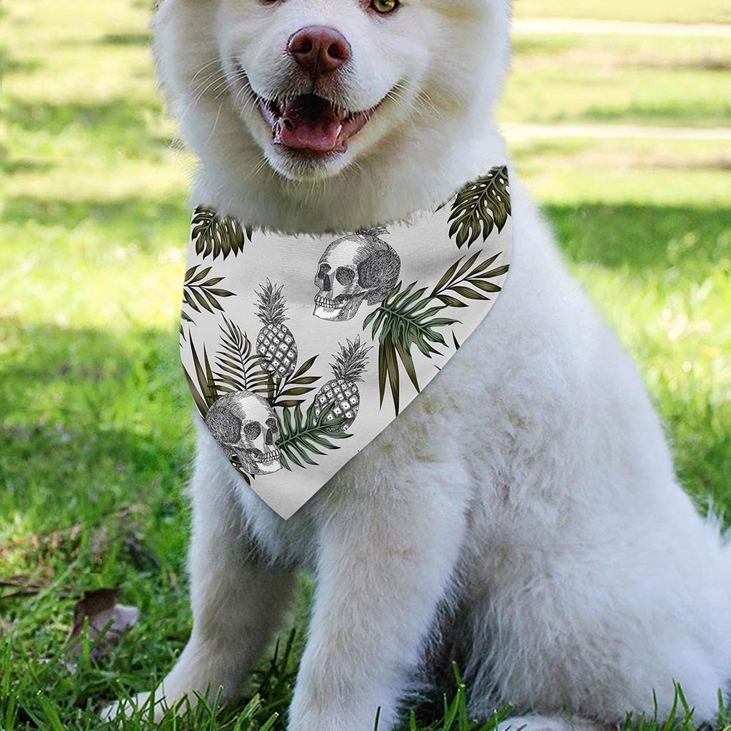 Tropical Pineapple Skull Pattern Print Over The Collar Dog Bandana