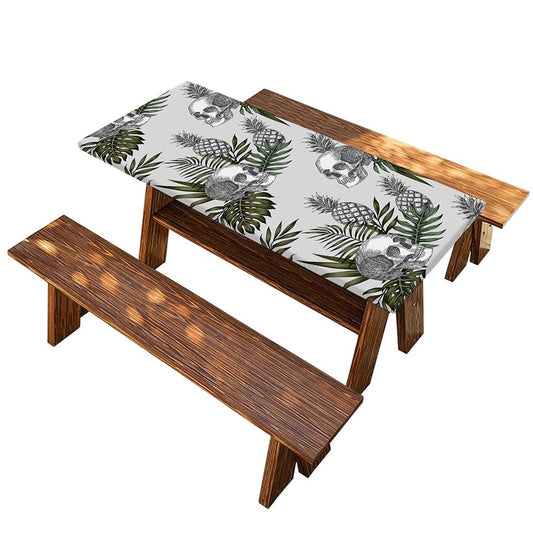 Tropical Pineapple Skull Pattern Print Picnic Table Cover
