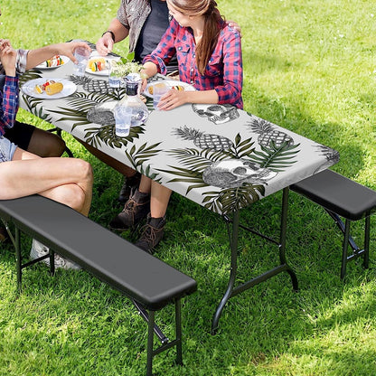 Tropical Pineapple Skull Pattern Print Picnic Table Cover
