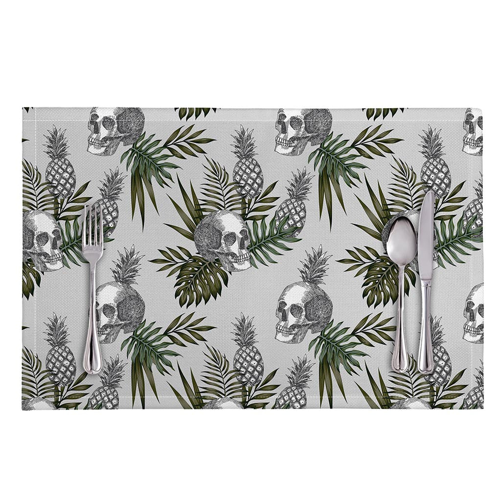 Tropical Pineapple Skull Pattern Print Placemat