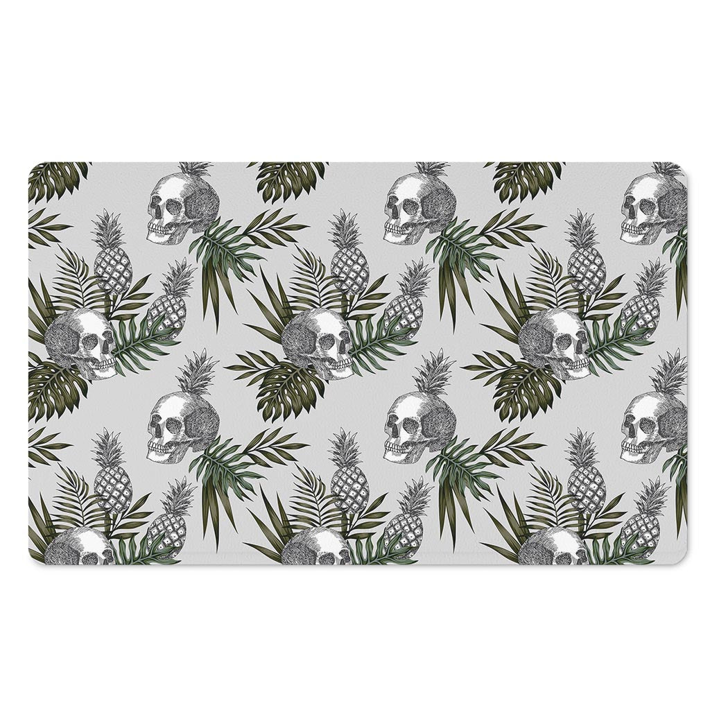 Tropical Pineapple Skull Pattern Print Polyester Doormat