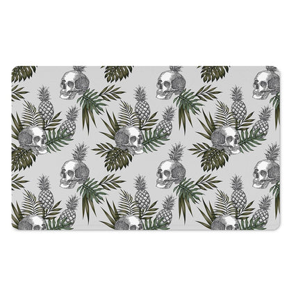 Tropical Pineapple Skull Pattern Print Polyester Doormat