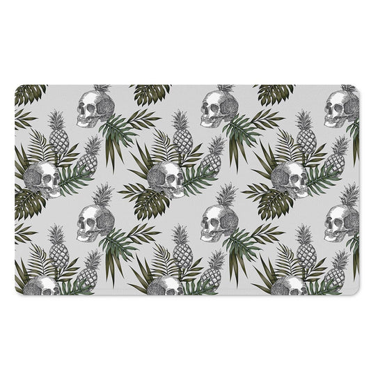 Tropical Pineapple Skull Pattern Print Polyester Doormat