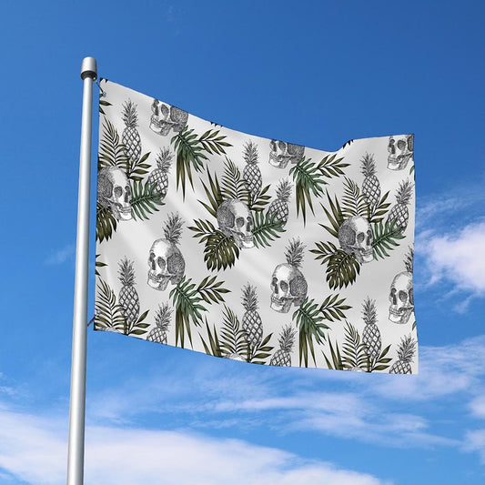 Tropical Pineapple Skull Pattern Print Polyester Flag
