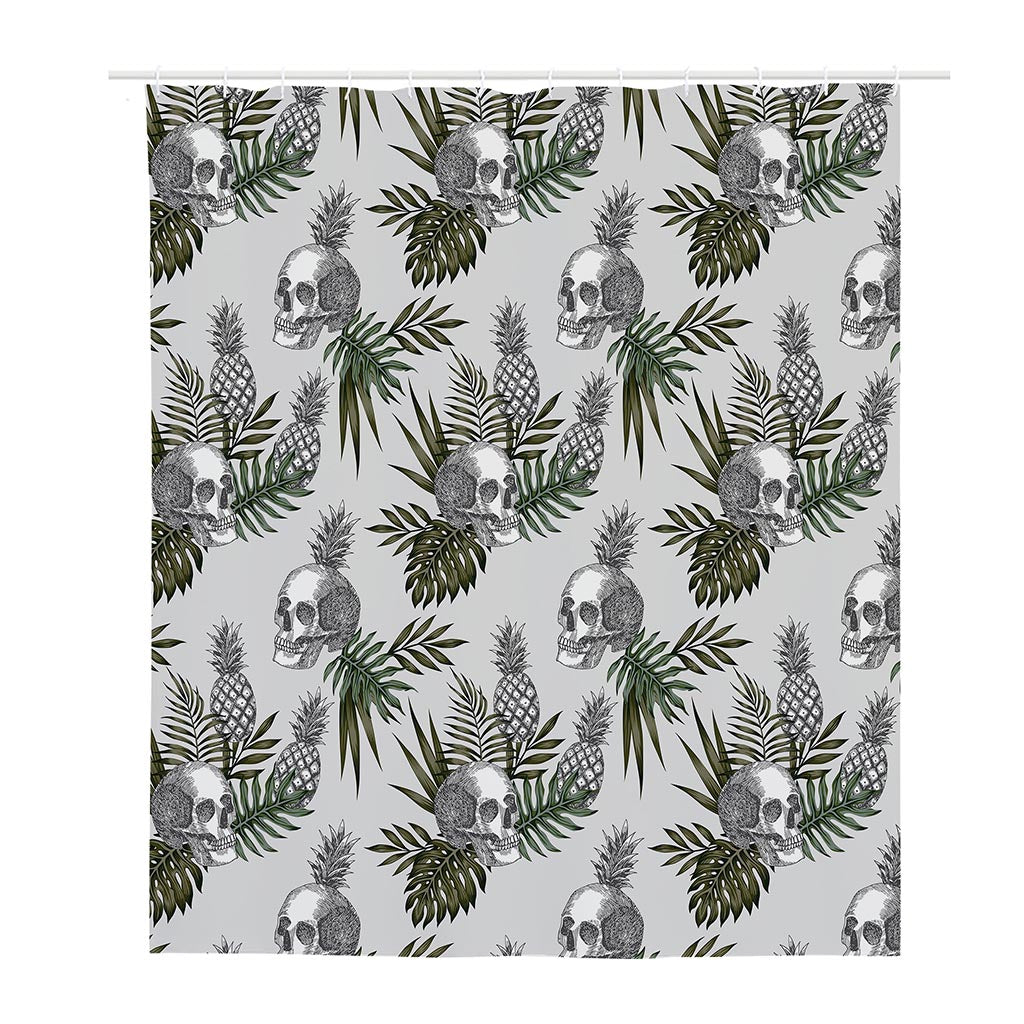 Tropical Pineapple Skull Pattern Print Polyester Shower Curtain