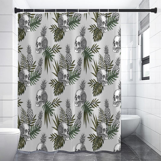 Tropical Pineapple Skull Pattern Print Premium Shower Curtain