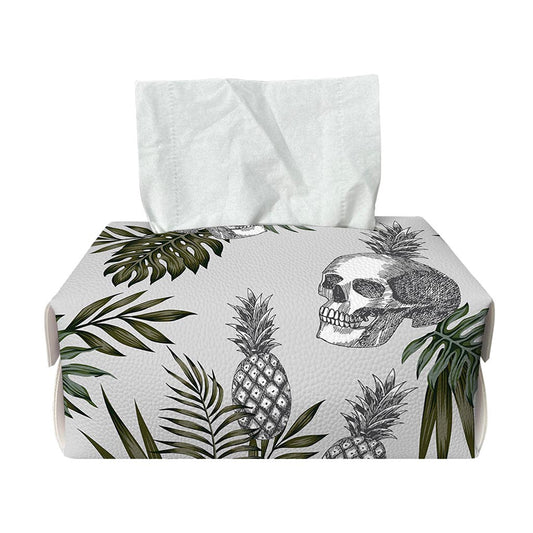 Tropical Pineapple Skull Pattern Print Rectangle Tissue Box Cover