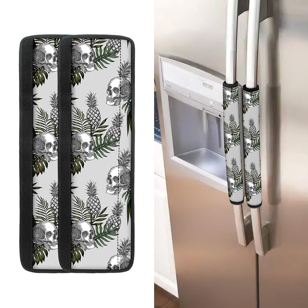 Tropical Pineapple Skull Pattern Print Refrigerator Handle Covers