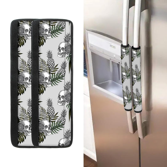 Tropical Pineapple Skull Pattern Print Refrigerator Handle Covers