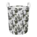 Tropical Pineapple Skull Pattern Print Round Laundry Basket
