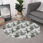 Tropical Pineapple Skull Pattern Print Round Rug