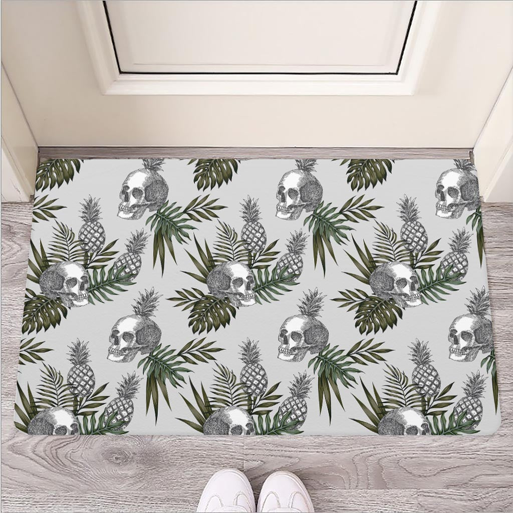 Tropical Pineapple Skull Pattern Print Rubber Doormat