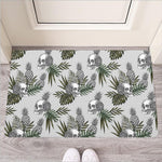 Tropical Pineapple Skull Pattern Print Rubber Doormat