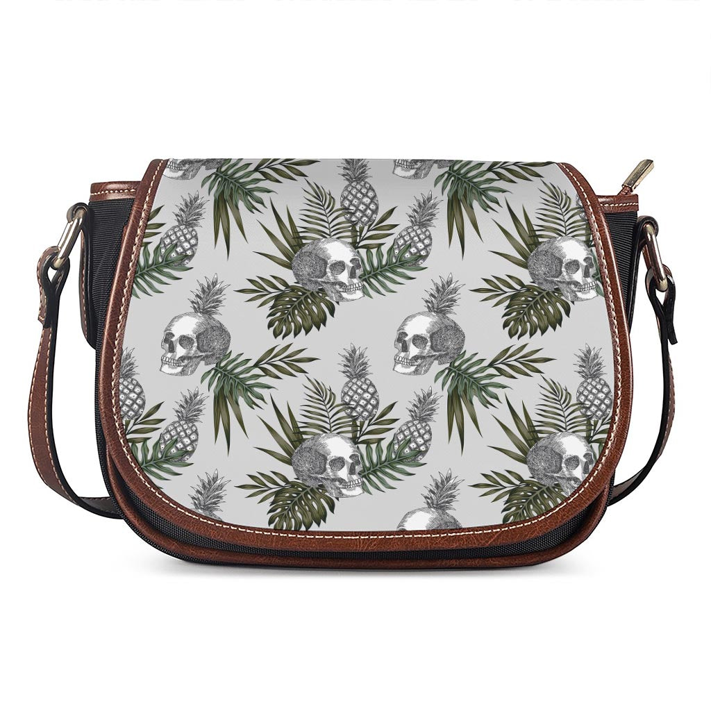 Tropical Pineapple Skull Pattern Print Saddle Bag