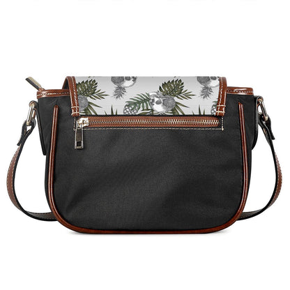 Tropical Pineapple Skull Pattern Print Saddle Bag