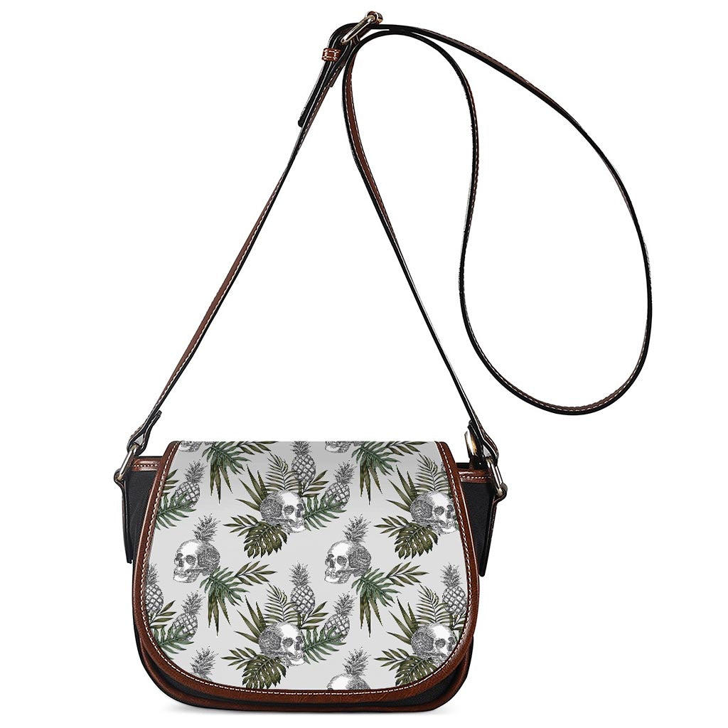 Tropical Pineapple Skull Pattern Print Saddle Bag