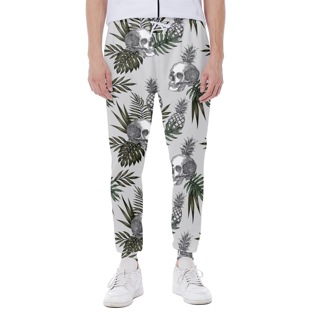 Tropical Pineapple Skull Pattern Print Scuba Joggers