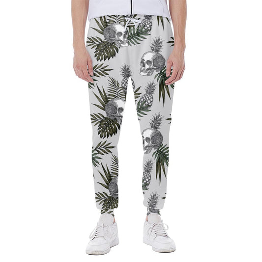 Tropical Pineapple Skull Pattern Print Scuba Joggers