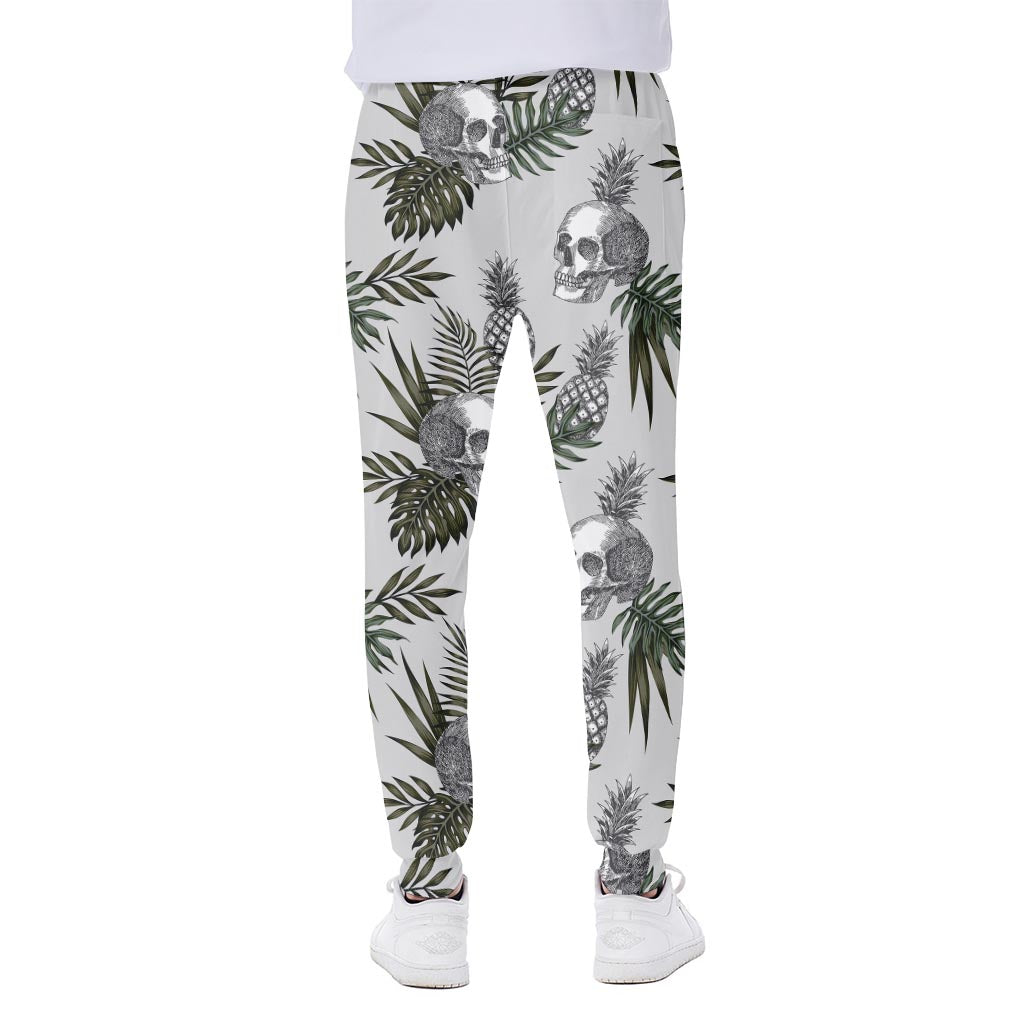 Tropical Pineapple Skull Pattern Print Scuba Joggers