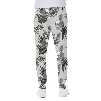 Tropical Pineapple Skull Pattern Print Scuba Joggers