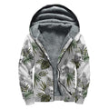 Tropical Pineapple Skull Pattern Print Sherpa Lined Zip Up Hoodie