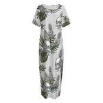 Tropical Pineapple Skull Pattern Print Short Sleeve Long Nightdress