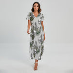 Tropical Pineapple Skull Pattern Print Short Sleeve Maxi Dress